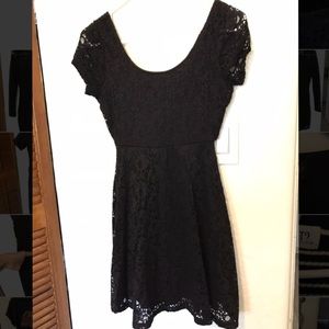 Black, shirt sleeve lacy dress